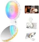 TELESIN 4-in-1 Magnetique portable RGB Lumière de Selfie avec Miroir & Restez debout. CRI90 360° LED Lampe de remplissage de bague de Selfie rechargeable, Compatible avec iPhone Android, 3 Niveau Luminosité, maquillage,TikTok,Selfie, Vlog