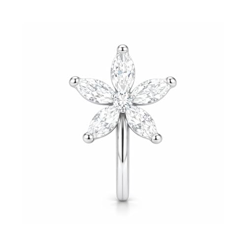 Image of Nilu's Collection Rose Gold American Diamond Non Piercing Nose Pin for Women | Elegant Flower Nose Stud | Minimal Clip-On Nose pin | Anti-Allergy | Anti-Tarnish | Office Wear | Daily Wear | office Wear | Non Piercing
