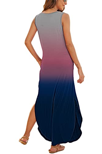 Image of Hount Women's Casual Summer Sleeveless Dress Loose Split Maxi Dresses with Pockets