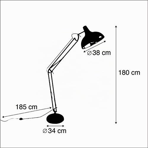 Qazqa Retro/Vintage Lámpara de pie industrial negra ajustable - HOBBY Acero Redonda Adecuado para LED Max. 1 x 60 Watt