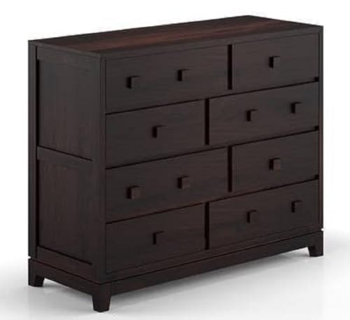 Image of Sheesham Wood Chest of 8 Drawers for Storage | Wooden Sideboard Cabinet for Living Room, Bedroom (Dark Black)