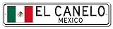 El Canelo, Mexico - Mexican Flag Street Sign - Metal Novelty Sign, Personalized Sign, Man Cave Street Sign, Wall Decor, Mexico City Sign - 4x18 inches