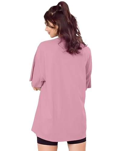 Image of SHODOX Women's Cotton Blend Oversized Drop Shoulder Solid T-Shirt(Pack of 1)