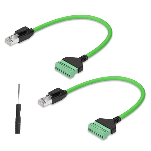 GINTOOYUN 2 szt. wtyczka RJ45 do Cat6 kabla zaciskowego śrubowego zielonego, do 8-pinowego kable Ethernet RJ45/8P8C