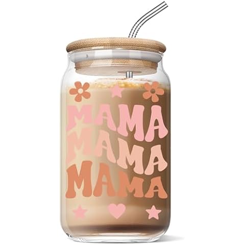 Best Gifts for Mama - Mother's Day Gifts for Mom - Mom Birthday Gift Ideas - Christmas Day Gifts for Mom, Mama, New Mom After Birth, Promoted to Mom - 16oz Coffee Glass Cup Cover