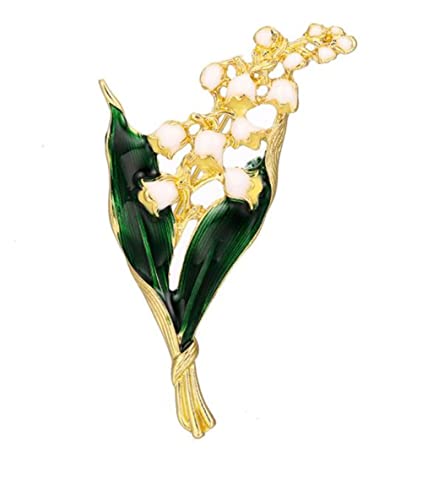 Lily of The Valley Gold Brooch Pin Alloy Enamel Green