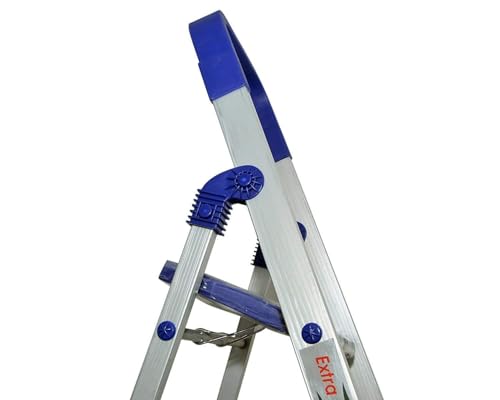 Image of 6 Step Foldable Aluminium Step Ladder with Railing for Household, Lightweight and Anti-Slip Multipurpose - Anti-Slip, Heavy-Duty Design for Indoor & Outdoor Use.