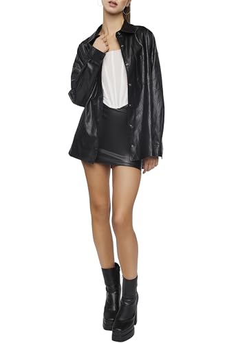 Forever 21 Women's Faux Leather Drop-Sleeve Shacket4