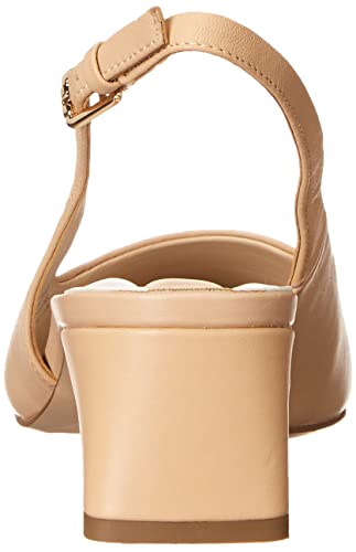 Franco Sarto Womens Racer Slingback Low Block Heel Pointed Toe Pump, Beige Leather, 9.5 #TOP2