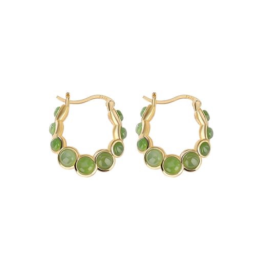 Jade vert boucles d'oreilles en argent 925, le cadeau idéal pour femme et maman
