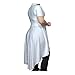 White Asimmetrical Women Tunic, Round Neck, Short Sleeves. (US, Alpha, Large, Regular, Regular, White)