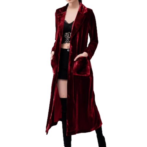 Manteau long en laine mélangée pour femme veste d'hiver vintage chic à revers large