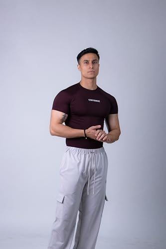 Image of COITONIC Men's Half Sleeve Compression T-Shirt - Athletic Base Layer for Gym, Sports & Fitness Training