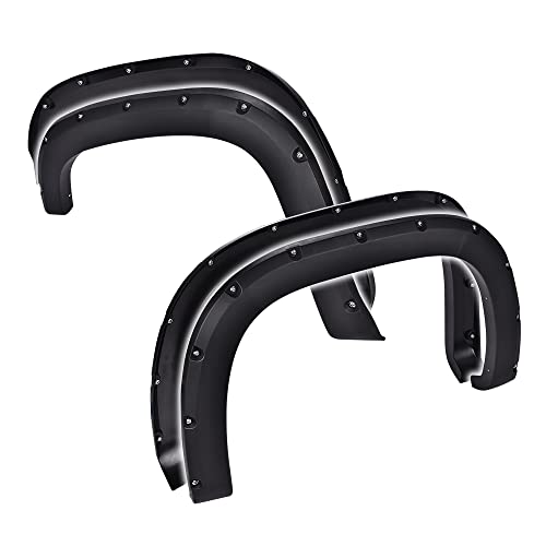GRAND ORANGE Fender Flares Pocket Rivet Textured Offroad Compatible with 07-13 GMC Sierra 1500 Pocket Rivet Textured Offroad Style Wheel Flares Set