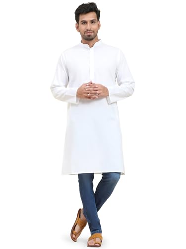 Kurta homme SKAVIJ vêtement traditionnel indien en coton, tunique longue casual