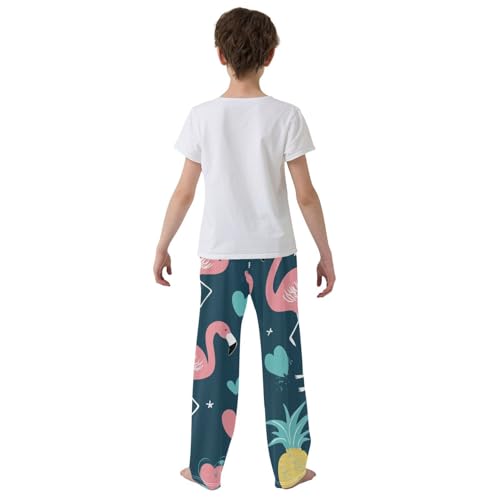 Flamingo Sweet Love Boys Long Pants Soft Trousers Elastic Waist Kids Lounge Bottoms with Pockets S-XL3