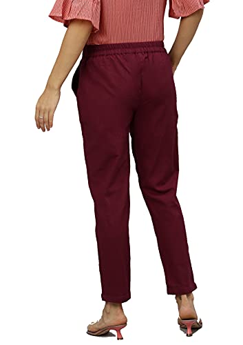 Yash Gallery maroon cotton pants – image 4