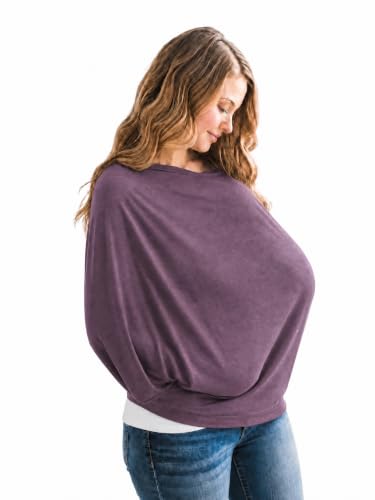 Image of Copper Pearl Nursing Cover for Breastfeeding - Multi-Use Baby Car Seat Cover, Stroller Cover & Breast Feeding Cover Up for Women, Stretchy Breathable High Quality Cover for Boy or Girl, Plum