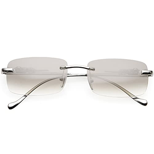 Image of zeroUV Luxe Jaguar Metal Plated Temple Rimless Vintage Square Sunglasses D244
