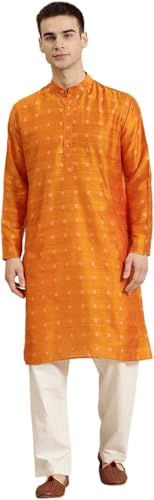 Men's Silk Blend Self Design Only Long Kurta