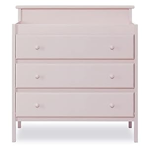 Dream On Me Mason Modern Changing Table with Free Changing Pad in Blush Pink, Three Spacious Drawers, Made of New…