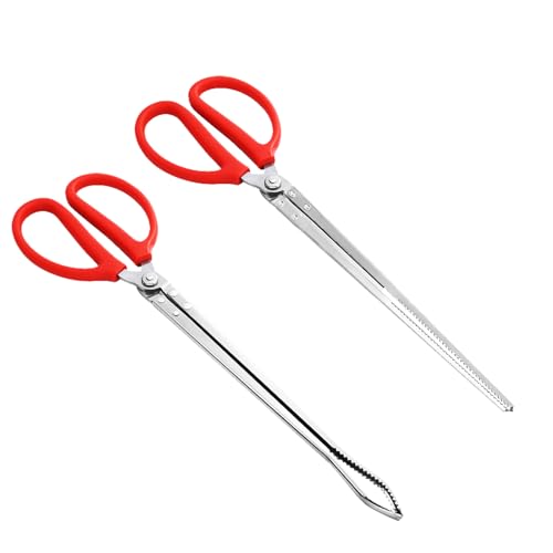 Pankousa 2PCS Reptile Feeding Tongs, Stainless Steel, 15