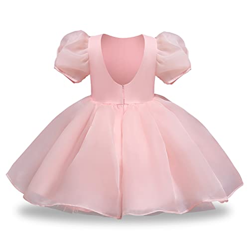 Nileafes Flower Girls Solid Color Princess Dress Wedding Party Gown Size 100 (2-3 Years,771 Pink-N) #TOP1