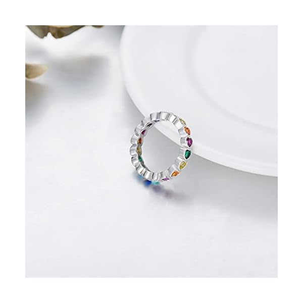 Chakra-Ring-925-Sterling-Silver-Heart-7-Colorful-Chakra-Rainbow-Ring-for-Women MBSUUH Chakra Ring 925 Sterling Silver Heart 7 Colorful Chakra Rainbow Ring for Women Girls