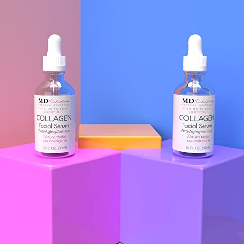 Md Selections Collagen Serum With Facial Moisturizer - Peptide Collagen Serum For Face, Lifting, Plumping, & Firming Collagen Facial Serum Improves Elasticity, Reducing Acne (1+1 Fl Oz, 2-Pack) #TOP5