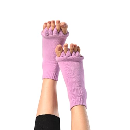 Image of DIRTS Original Foot Alignment 5-Toe Separator Orthopedic Cotton Socks for Women & Men - Bunion Corrector & Plantar Fasciitis Support(Light Purple, Large)