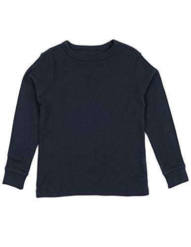 Leveret Long Sleeve Solid T-Shirt 100% Cotton (6 Years, Navy)