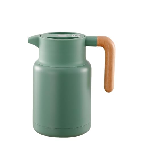 FADZECO 2000ml 保温ポット 洗いやすい 保冷 卓上 魔法瓶 保温保冷 自宅・キャンプ場対応 広口径洗浄 10時間保温 6時間 (グリーン,1.3L)