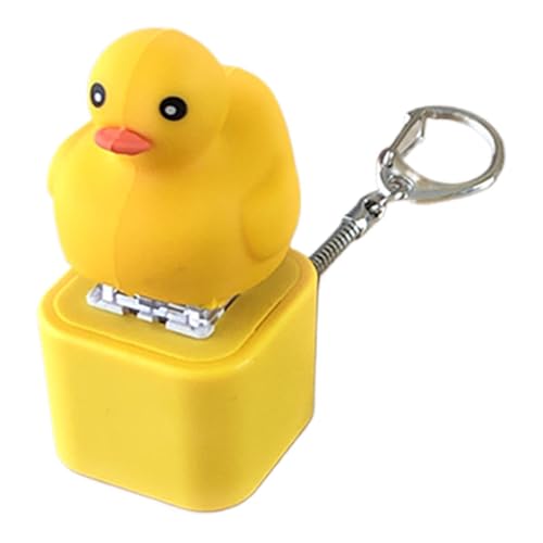 Keyboard Fidget Keychain - Cute Duck Shape Stress Relief Toy, Light And Sound Purse Charm For Adults, Clicker Bag Pendant With B