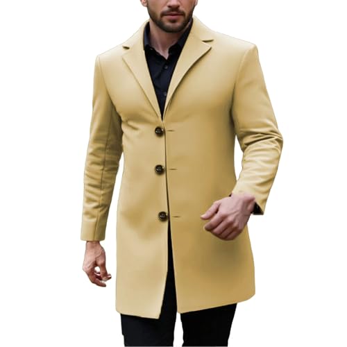 Men's Elegant Simple Single-Breasted Lapel Wrinkle-Resistant No-Iron Trench Coat Jacket