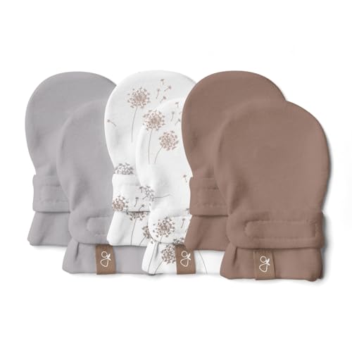 Image of goumikids 3 Pack Stay-On Mitts Lavender, Dandilion and High Prairie, 0-3 Months