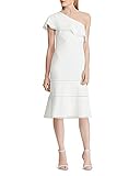 Hält unter das Knie. Ralph Lauren Janicia Damen-Kleid, gehäkelt, Kreppmuster - Weiß - 46