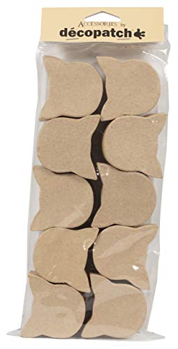 Décopatch EV022C - Un lot de 10 boites en papier brun mâché 6x6x3 cm, boites chats