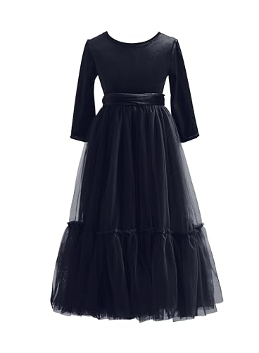 Flower Girl Dress Girls Velvet Dress Fall Winter Toddler Tulle Princess Dresses for Wedding Christmas Party4
