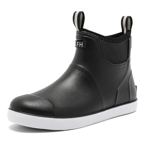 Men's Deck Boots, Fishing Boots Waterproof Rain Boots, Anti-Slip High Traction Ankle Rubber Boots for Professional Premium Neoprene Rubber, Garden Boots Shoe Footwear Booties for Men Outdoor Work