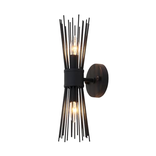 Image of Modern Black Wall Sconce 17 Inch Metal Wall Mounted Lamp Indoor Wall Light for Kitchen Bedroom Living Room Dinning Room Foyer Entry Bathroom Hallway E12 Bulb Socket