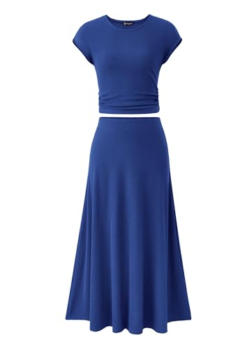 PRETTYGARDEN Two Piece Skirt Set for Women 2025 Summer Spring Dressy Casual Knit Travel Vacation Matching Lounge Outfits