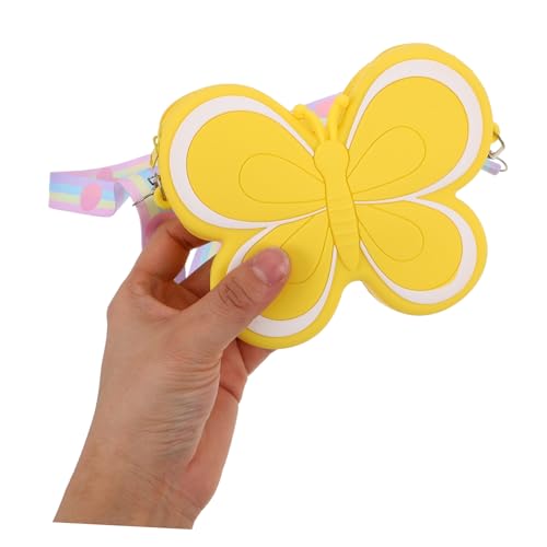 Butterfly Shaped Silicone Purse for Girls Cute Boy Girl Crossbody Bag Yellow Mini Backpack Accessory for Boy Girl Adorable Small Purse for Little Girls3