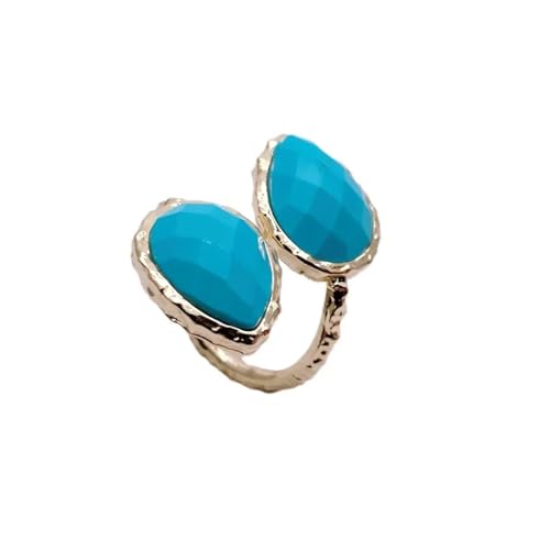 CZAOINCU Women's Necklaces 12x14mm Women Gold Plated Blue Stone Finger Rings Adjustable Rings Gifts fashion accessories