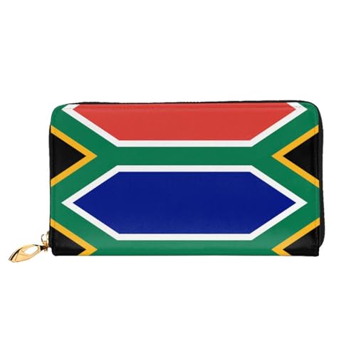 South African flag Women's Wallet Long Zip Around, Premium Vegan Leather Wallet with 12 Card Holders, Large Capacity,Gift Ready Packaging