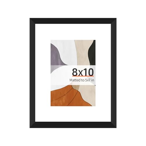 Arrow king 8x10 Black Picture Frame Display Pictures 5x7 with Mat or 8x10 Without Mat Wall or Tabletop Display with Stand 1 Pack