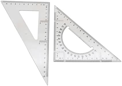 Pack of 2 Transparent Triangle Plastic Ruler Scale Set Square:30/60 Degree & 45/90 Degree Angle Acrylic Architectural Drawing Drafting Tool School Classroom Kids Triangular Rulers