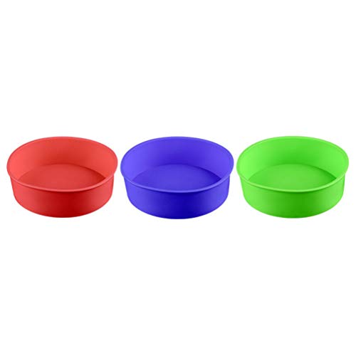DOITOOL 3pcs Silicone Cake Molds Round Shape Baking Mold for Cake Making Easy to Random Color for Home and for Cookies and