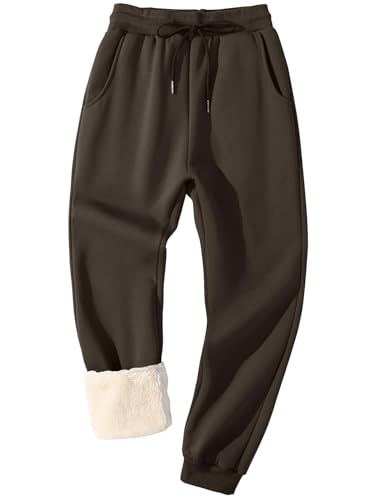 Flygo Men's Fleece Lined Sherpa Sweatpants Winter Warm Pants Jogger Lounge Athletic Pant with Pockets