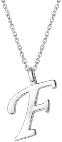 925 Sterling Silver Initial Alphabet Necklace with Letter A-Z Name Pendant for Women Girls Teenagers Friends with Gift Jewellery Box - Chain Length: 16 + 2 Inch