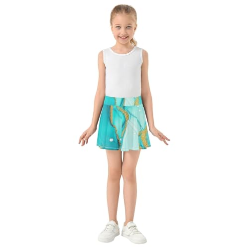 Athletic Shorts Girls Skorts Swirling Turquoise Teal Toddler Tennis Skirts Funny Pleated Skort 3t3